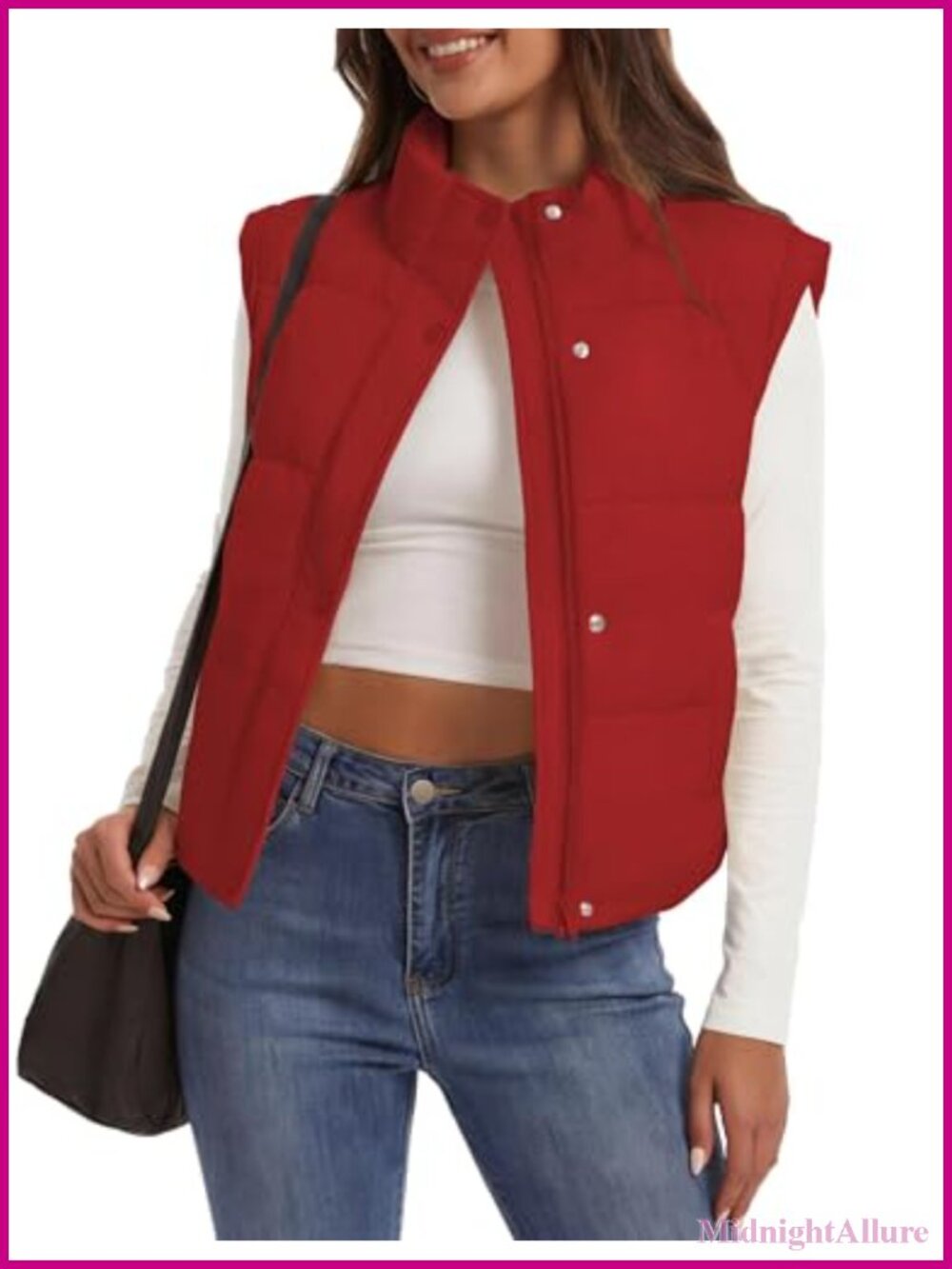 Womens Cropped Puffer Vest Sleeveless Lightweight Zip Quilted Outerwear